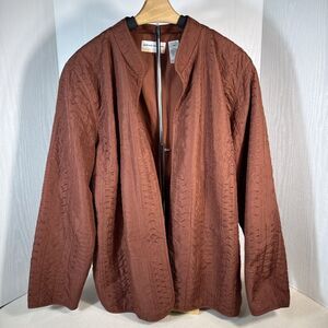 Burnt Orange Embroidered Lined Open Front Jacket Size 18W by Alfred Dunner
